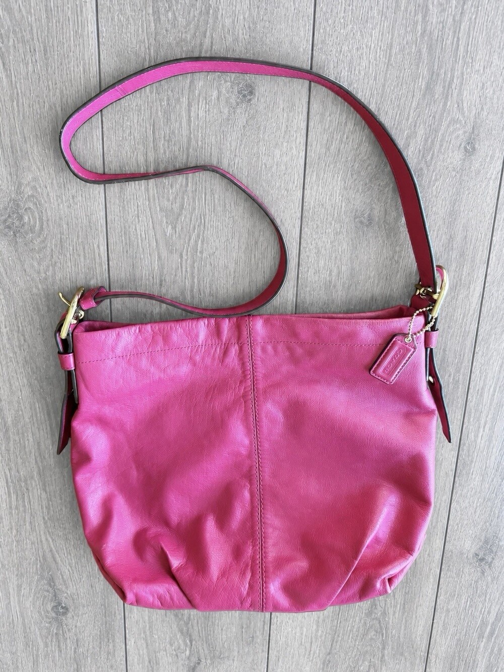 Coach F15064 Pink Leather Duffle Hobo Shoulder Crossbody Bag Y2K Style